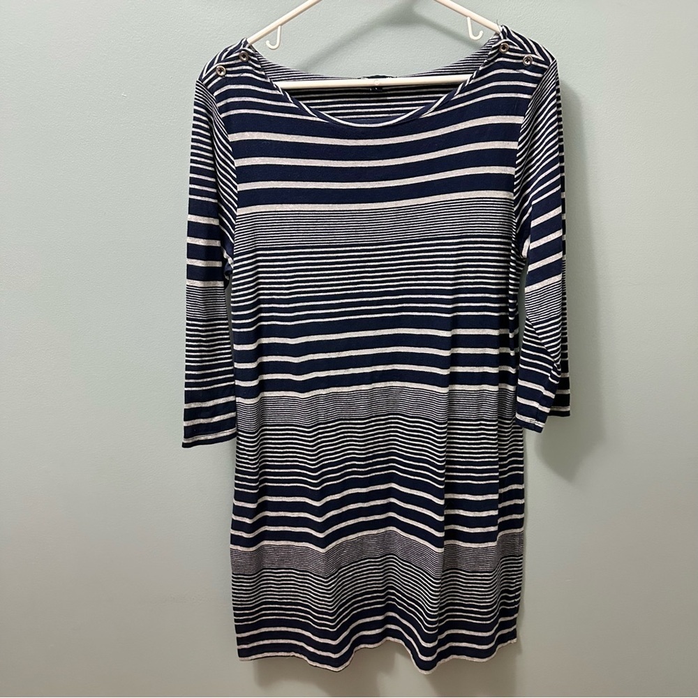 GAP Womens Cotton Striped l Shirt Dress large navy